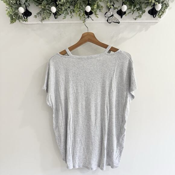 Athleta Gray Ribbed Short Sleeve Modal Tee Medium KS - Picture 3 of 3